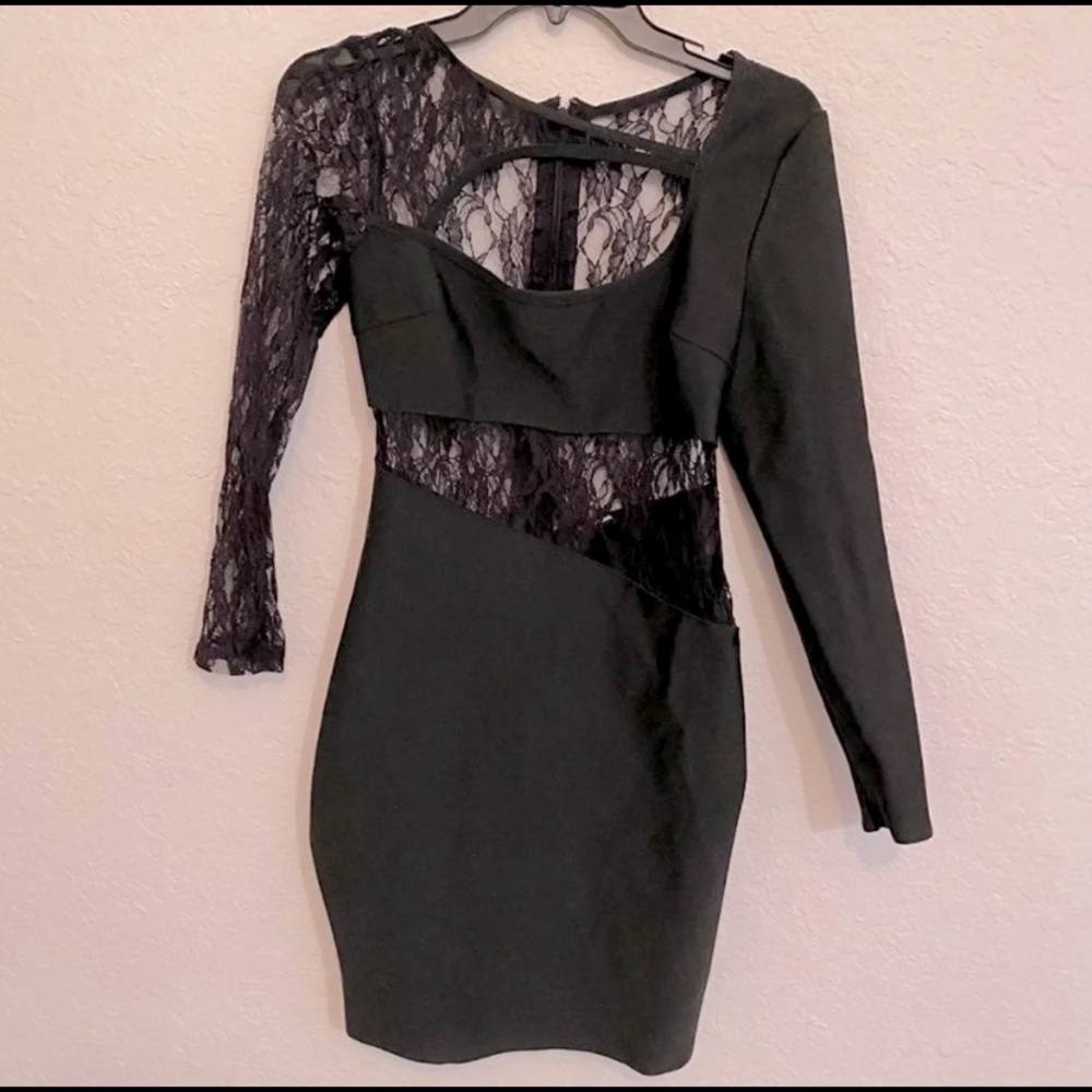 Black cutout lace dress